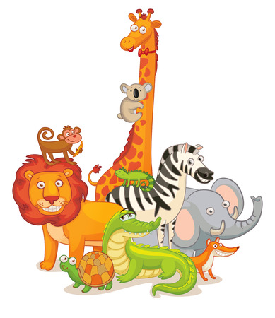 Wild Animals, posing together.のイラスト素材