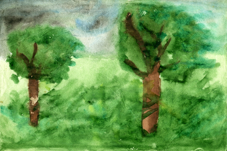 Children's drawings "Landscape"の写真素材