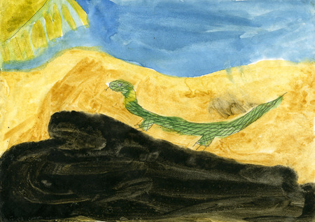 Children's drawings "Lizard"の写真素材