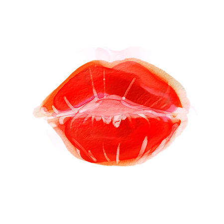 Kiss on paper. Hand drawn. Isolated on white backgroundの写真素材