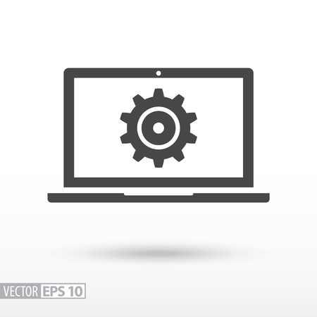 Computer flat Icon. Sign Computer. Vector logo for web design, mobile and infographics. Vector illustration eps10. Isolated on white background.のイラスト素材