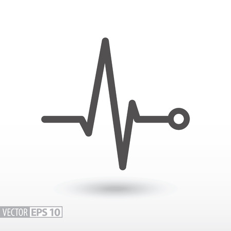 Cardiac cycle flat icon. Sign Heart beat cardiogram. Vector logo for web design, mobile and infographics. Vector illustration eps10. Isolated on white background.のイラスト素材