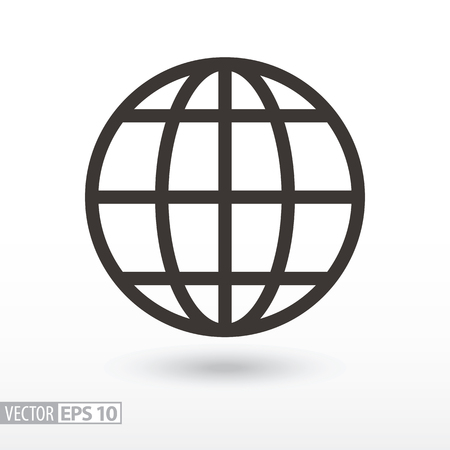 Globe flat icon. Sign planet. Vector icon for web design, mobile and infographics. Vector illustration, isolated on white background.のイラスト素材