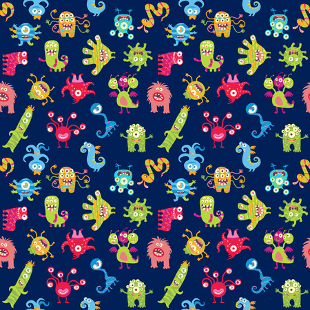 Funny little monster pattern.のイラスト素材