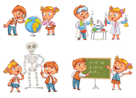 Kids in the lesson illustration.のイラスト素材