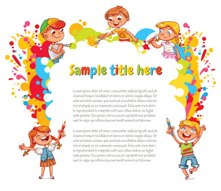 Kids draw abstract spots.のイラスト素材