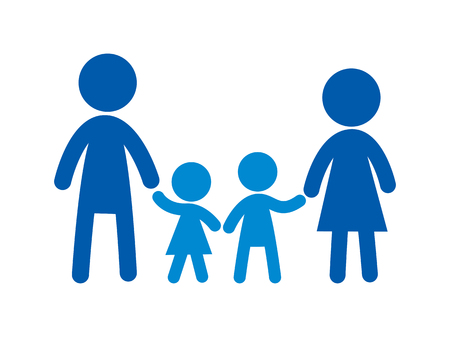 Family flat icon. Sign family. Vector logo for web design, mobile and infographics. Vector illustration eps10. Isolated on white background.のイラスト素材