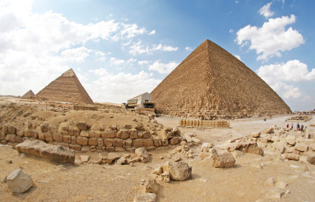 Giza Pyramid Complex. Africa, Egyptの写真素材