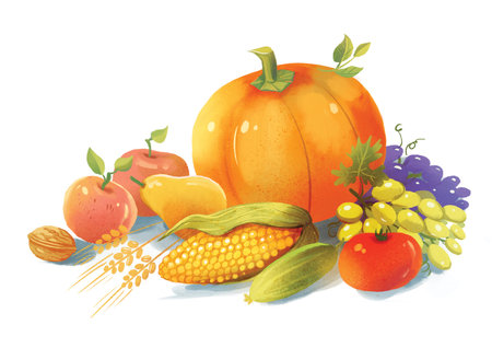 Autumn still life of fruits and vegetablesの写真素材
