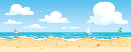 Seamless Sea Panorama. Vector illustrationのイラスト素材