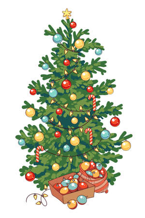 Christmas tree. Vector illustration. Isolated on white backgroundのイラスト素材