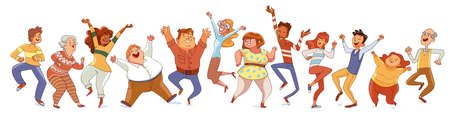 Dancing people. Colorful cartoon charactersのイラスト素材