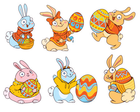 Cute Easter Bunny. Colorful cartoon charactersのイラスト素材