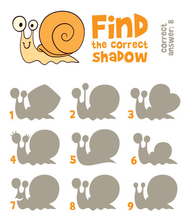 Snail - Find the correct shadow. Educational game for childrenのイラスト素材