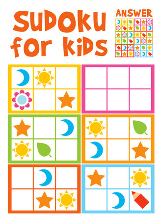 Sudoku for kids. Colorful children puzzleのイラスト素材