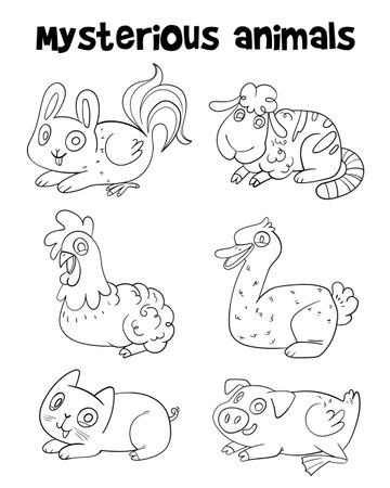Mysterious animals. Educational game for children. Kids puzzle for the little onesのイラスト素材