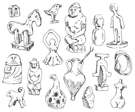 Outline sketches of Pagan symbols. Freehand drawingの写真素材