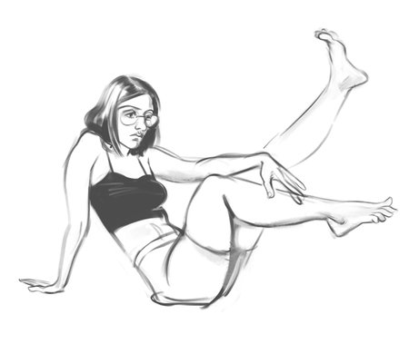 Outline sketch of the figure of a young womanの写真素材