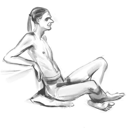 Outline sketch of the figure of a young manの写真素材