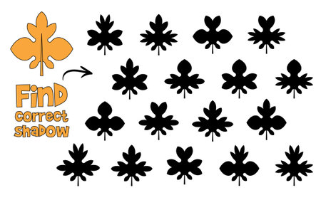 Find the correct shadow. Find 2 same objects. Educational game for childrenのイラスト素材