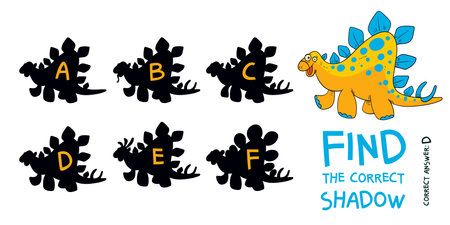 Find the correct shadow. Stegosaurus. Educational game for childrenのイラスト素材