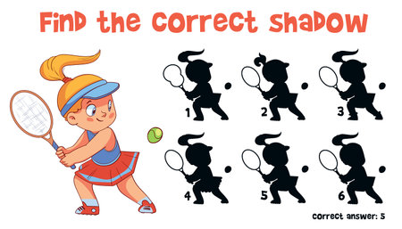 Find the correct shadow. Tennis. Matching gameのイラスト素材