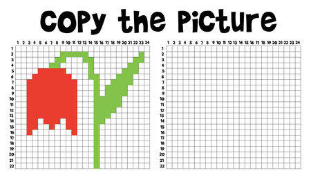 Copy the picture. Repeat the cell pattern. Draw by square Tulipのイラスト素材
