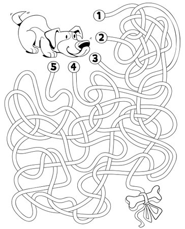 Help the dog through the maze. Children logic game to pass mazeのイラスト素材