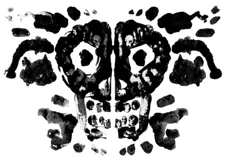 Mirror symmetrical black spots. Drops of paintの写真素材