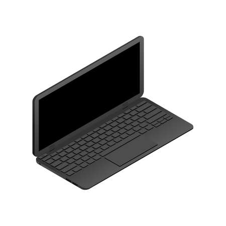 Abstract creative Laptop. Isolated mockup on background. Isometric 3D style template. For web and mobile app clipart art.のイラスト素材