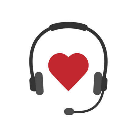 Headphones and heart shape on white backgroundのイラスト素材