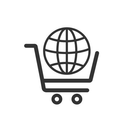 put in shopping cart, Globe icon.のイラスト素材