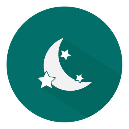 White Moon and stars icon isolated with long shadow.のイラスト素材
