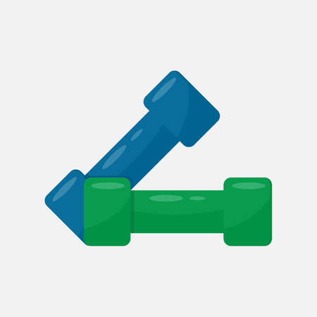 Dumbbell or dumbells weight training equipment flat vector iconのイラスト素材