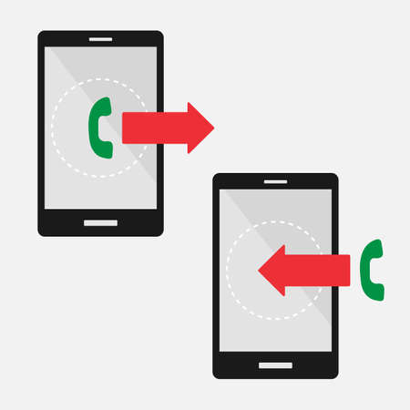 incoming and outgoing call. symbol of the incoming call.のイラスト素材