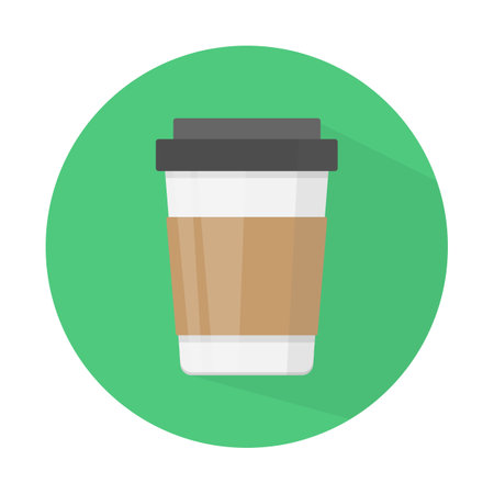 Disposable coffee cup icon. Vector illustration flat design with long shadow.のイラスト素材