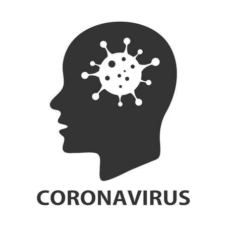 flat silhouette of person head with symbols of the virusのイラスト素材