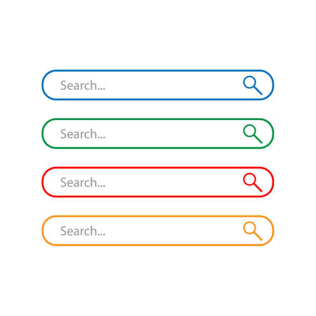 Web search form and button with loupe sign. Variations colors rounded rectangleのイラスト素材