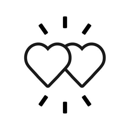 Two hearts line icon - vector simple heart symbol or love sign.のイラスト素材