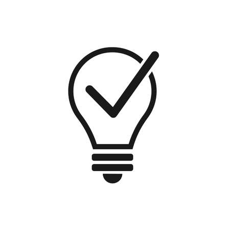Idea concept. Check Mark In Light Bulb Iconのイラスト素材