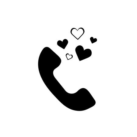 black phone icon with hearts vectorのイラスト素材