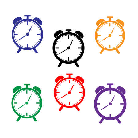 Set of multi-colored alarm clocks, vectorのイラスト素材