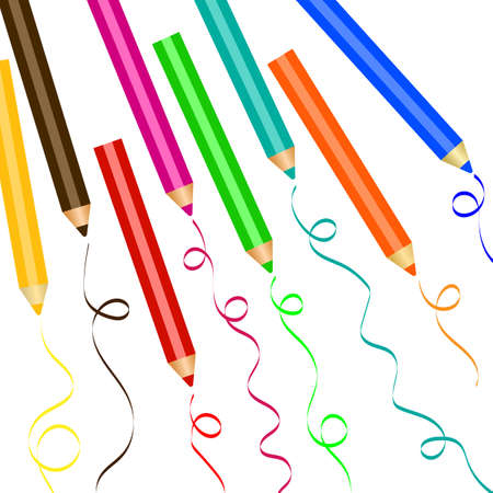 Seamless colored pencils row vector patternのイラスト素材