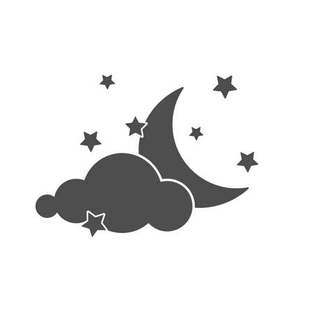 Moon and stars with a cloud iconのイラスト素材