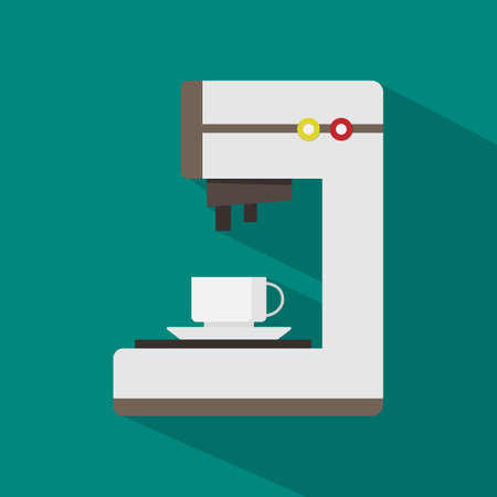 coffee machine flat icon with shadowのイラスト素材