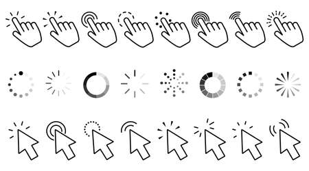 click icon set. Hand clicking, Computer mouse click cursor Vector