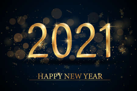 2021 Happy New Year elegant design - vector illustration of golden 2021 logo numbers on balck...