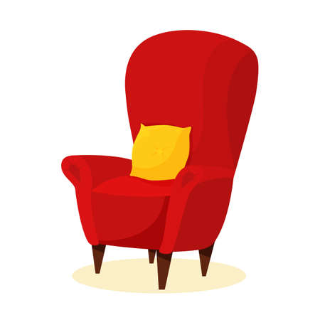 Single soft armchair with pillow. Flat style vector illustration.のイラスト素材