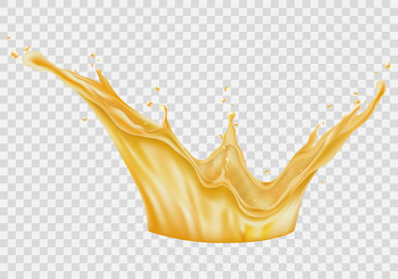 Transparent orange liquid splash. Juice background. Elements for your design. Vector illustration.のイラスト素材