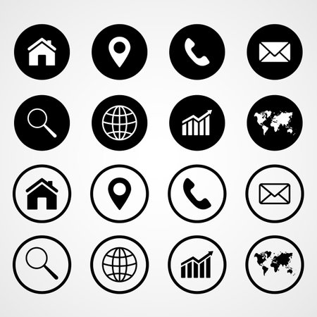 Web icon set. Contact us icons, set of website icons, vector. Communication symbol.のイラスト素材
